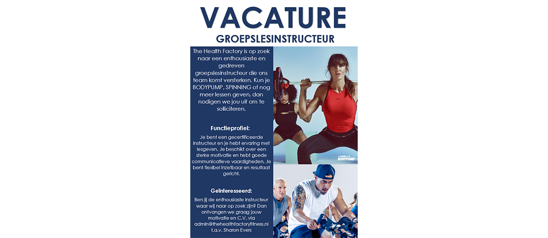 Groeplesinstructeur gezocht!